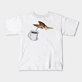 Hummingbird Drinking Coffee Kids T-Shirt